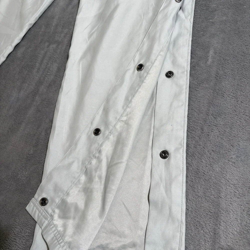 Vtg Break Away Side Snap Track Pants OMW Grey Shiny Size Medium Read Des